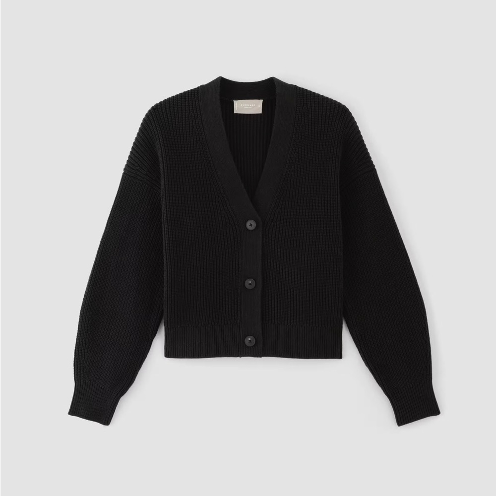 Everlane The Organic Cotton Relaxed Cardigan in black